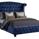 A navy blue bed